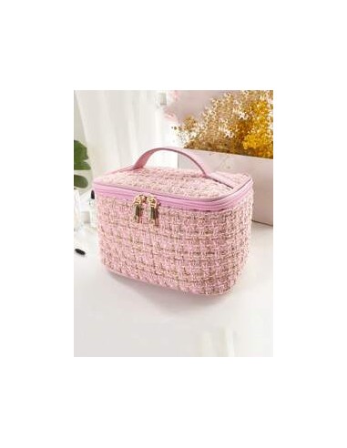 Trousse de Cosmétiques (Tissage Jacquard/Rose)